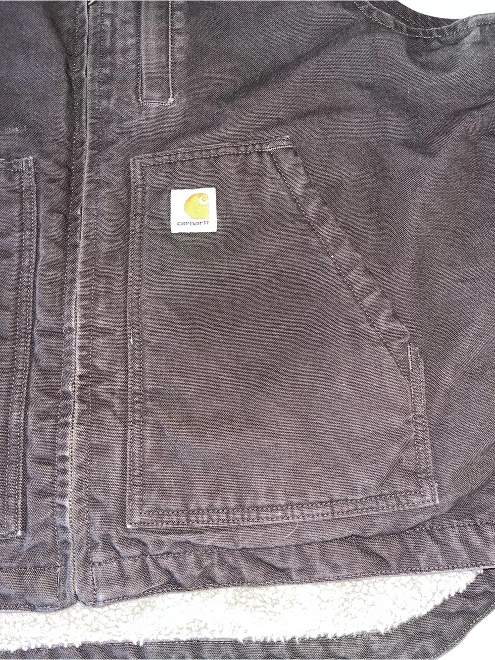 Carhartt Men’s Sherpa Lined Mock Neck Vest Dark Brown Size L - Picture 4 of 12